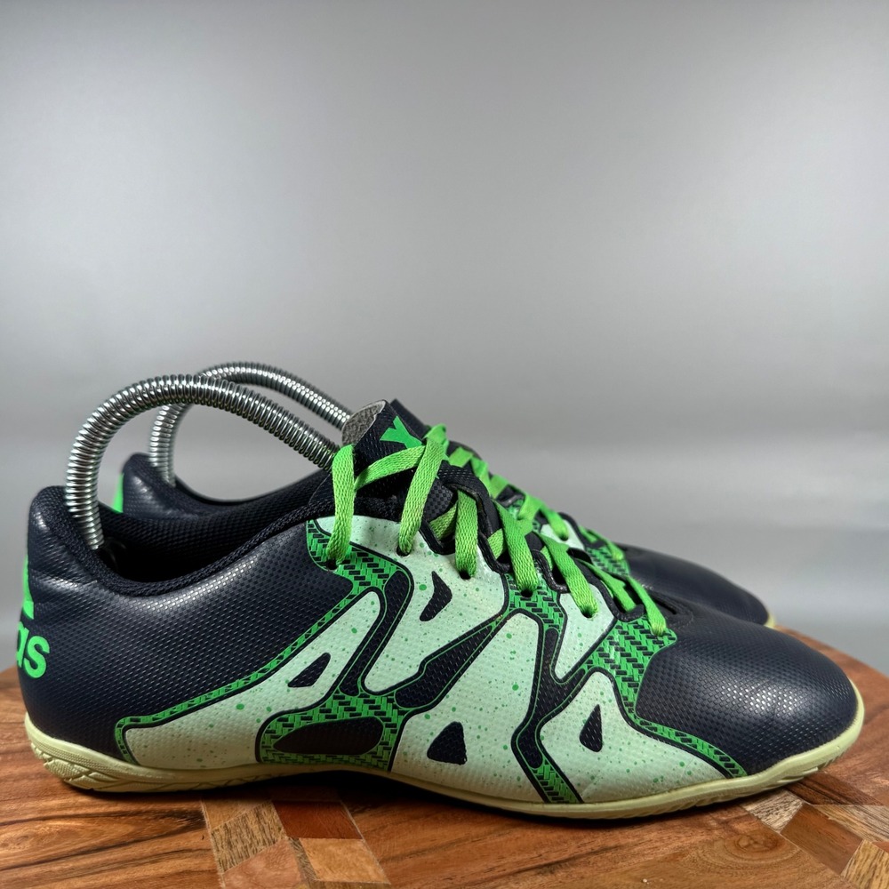 Adidas X 15.4 IN Indoor Soccer Shoes Black Solar Green‎ Futsal B23882 Womens 8